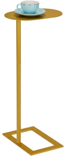 ZEXVIDA Modern Stable C Table End Table, 27.5 Tall, Oval, Gold