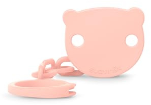Suavinex Portaciuccio Wild&Free Rosa, Catena Ciuccio con Clip | Piastra a Forma di Orsetto, Per Neonati +0 Mesi, Clip con Pinza