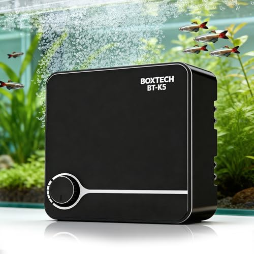 Boxtech Aquarium Luftpumpen 2W/5W/8W/10W,Leiser Sauerstoffpumpe Einstellbare Membranpumpe für Aquarien 50-500L,stabile Luftversorgung für Fischbecken