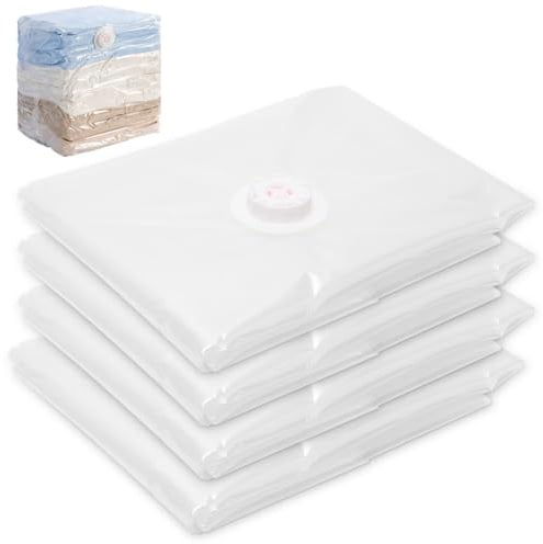 4 Stück Vakuumbeutel für Kleidung, 80x100x38 cm XXL Extra große Vakuumbeutel Jumbo Vacuum Bags for Clothing, Wiederverwendbar Platz Sparen Vakuum Kleiderbeutel für Kopfkissen Bettdecken Bettwäsche