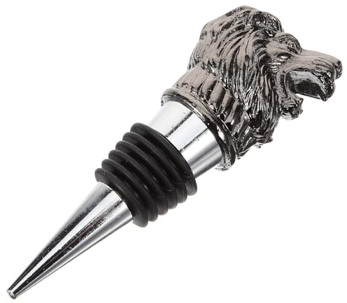 Homoyoyo Bouchon de Vin Décoratif Tête de Lionceau en Alliage de Zinc et Aluminium Bouchon Hermétique sous Vide pour Bouteilles de Vin Rétro Économie de Bouteilles Bière et Boissons