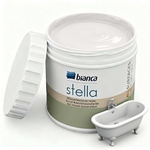 Bianca Stella Badewannenlack Ohne Schleifen - Wasserbasierter Parfümierter Sanitärlack für Badewanne, Waschbecken, Duschwanne & Emaille - Elfenbeinweiß, Glänzend, Kratzfest, Hochdeckend, 500ml