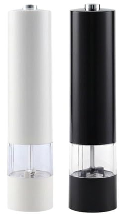 Tidevib Electric Salt and Pepper Mill Set, Adjustable Spice Grinder with Automatic One-Touch Operation, Battery Operated, Kitchen Use, Black
