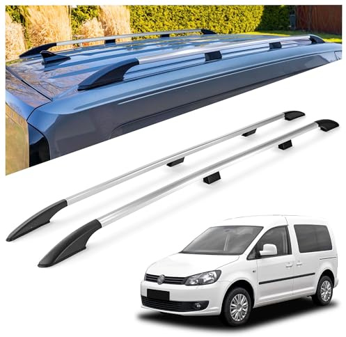 CHROMEMASTER | Dachrelinge Dachträger Kompatibel mit VW Caddy Maxi LANG 2003-2015; Geeignet zur Montage von Dachträgern, Dachboxen und Fahrradträgern | Einfache und Schnelle Montage | Alu