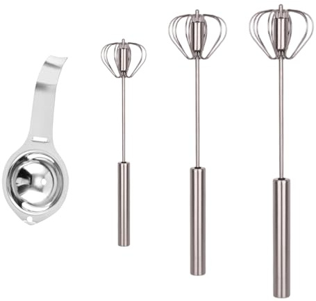 Halbautomatischer Schneebesen, 3 Stück Einfacher Automatischer Schneebesen, 10+12+14 Zoll, Küchenmixer zum Schlagen, Rühren und Aufschäumen, Inklusive Eiertrenner