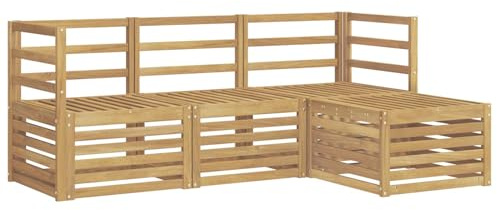 vidaXL Outdoor-Sofagarnitur 4 pcs Weiß Massivholz Akazie, Garten-Sofa, modernes Lounge-Set, entspannende Möbel für Terrasse, ideal zum Chillen