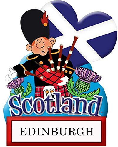 I LUV LTD Edinburgh Fridge Magnet - Highland Piper in Traditional Dress, Scotland Flag Saltire Heart, Scottish Gifts