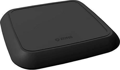 ZENS Qi-zertifiziertes kabelloses Schnelllade-Pad 10W Schwarz, Unterstützt Fast Wireless Charging mit bis zu 10 Watt - Funktioniert mit Allen Geräten mit kabellosem Laden, ZESC08B00