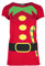 Oops Womens Christmas Elf Costume Print T Shirt Xmas Ladies Candy Stick Stretchy Top