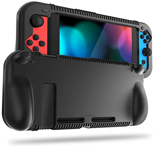 Fintie Silicone Case for Nintendo Switch - Soft [Anti-Slip] [Shock Proof] Protective Cover with Ergonomic Grip Design, Drop Protection Comfort Grip Case for Nintendo Switch Console & Joy-Con (Black)