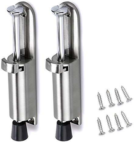 IGNPION 2 pcs Stainless Steel Kick Down Door Locks Stopper Holder Spring Loaded Adjustable