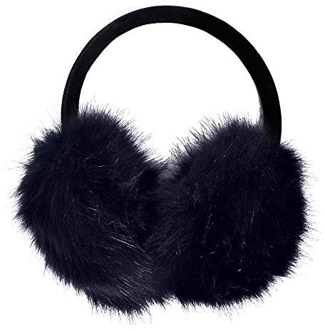 ZLYC Ohrenschützer für Damen und Mädchen, Wintermode, verstellbar, Kunstfell, Ohrwärmer - Blau - Einheitsgröße