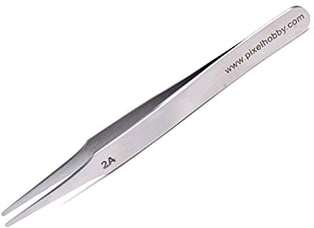 Pixel P20008-7 Pinzette für das beliebte Pixel-Hobby, aus Metall, mit abgerundeten Spitzen, ca. 12 cm lang, gerade Form, zum Setzen der Pixel Steinchen
