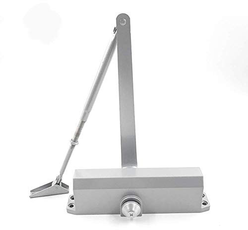 Ferme-porte Taille 6 Bras réglable automatique hydraulique à ressort automatique, 100-150 kg Usage commercial et domestique pour alliage d'aluminium de porte de poids moyen, argent