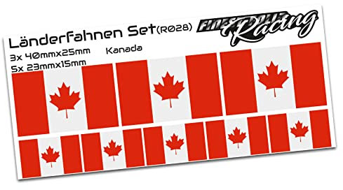 Finest Folia 8er Set Länderaufkleber Fahne Länderfahne Flagge Wetterfest RC Car Auto Motorrad Sticker Fahrrad Aufkleber Modellbau R028 (Canada)