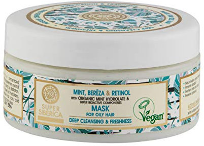 Natura Siberica Super Mint, Bereza & Retinol Maske für fettiges Haar, 300 ml