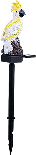 YARNOW Papagei Solarleuchten Outdoor Garten Pfähle Licht Harz Tier Vogel Figur Licht Rasen Lampe Landschaftslicht für Gartenterrasse Gehweg Weg Straße (Gelb)
