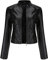 YYNUDA Damen Lederjacke Kurz Bikerjacke Stehkragen Reißverschluss Leder Jacke Übergangsjacke für Herbst Frühling（Schwarz L）