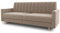 Schlafsofa Sara - Sofa mit Schlaffunktion und Bettkasten, Bettsofa mit Wellenfeder, Schlafcouch mit Holzfüße, Couch vom Hersteller, Couchgarnitur, Velours (Beige (Paros 02))