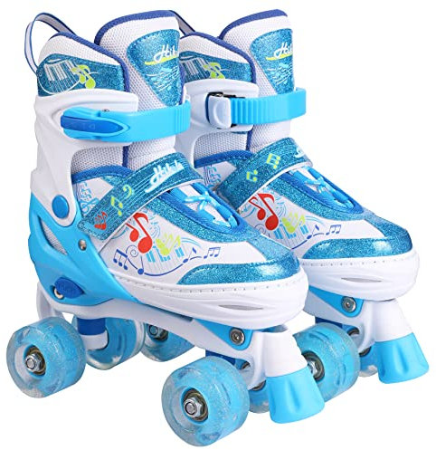 Hikole Rollschuhe Kinder Jungen Rollschuhe Kinder Mädchen Rollschuhe Mitwachsend Kinder Jugend Roll-Schuhe Kinder Quad Skate Mit Leuchtenden Rädern Für Anfänger Rollschuhe 37 Jungen, L (35-38)