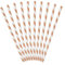 PartyDeco Strohhalm Papier Stripes 10Stk./195mm Rosegold