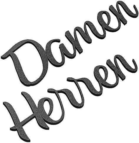 Damen Herren Türschild Set WC Toilettenschild Selbstklebend Schriftzug Schwarz