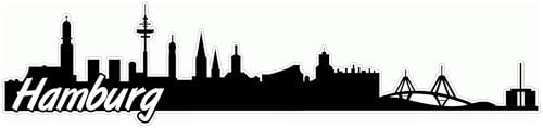 Skyline4u Hamburg Skyline Aufkleber Sticker Autoaufkleber City Gedruckt - 15x3,4cm schwarz