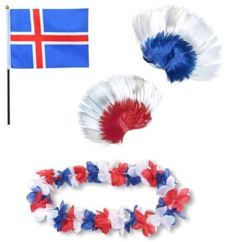 Sonia Originelli Fan-Set Island Fan-Set 4 Irokese - Isländische Fanartikel EM WM Fußball Party Karneval