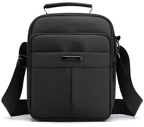 Pawleso Umhängetasche Herren, Schultertasche Herren, 23cm Wasserdichte Männer Handtasche Multi Tasche Arbeit Taschen für Outdoor, Reisen, Arbeiten, Täglicher Gebrauch (Schwarz)