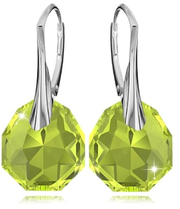 Ohrringe Silber 925 Hängend für Damen Ohrhänger Lange Ohrringe Hängend mit Kristallen Schmuck Mädchen Hängeohrringe für Sie Geschenk für eine Frau Handmade: Ohrringe (Citrus Green)
