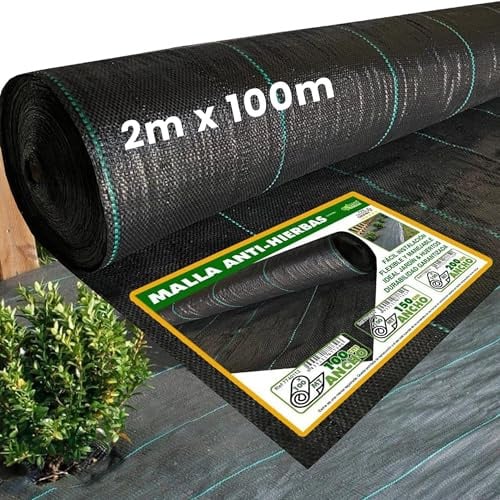 Malla Antihierbas Permeable | Tela Manta Antihierbas Jardín | Rollo2m x100m