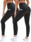 DDOBB 2er Pack Sport Leggings Damen High Waist Sportleggins Damen Lang Mit Taschen Gym Leggins Blickdicht Schwarz Sporthose Elastische Bauchweg Yogahose Fitness Laufhose(Schwarz*2,XXL)