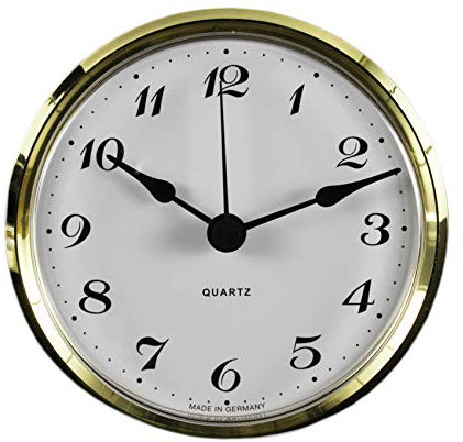 U.T.S. Uhrwerk - Einsteckuhrwerk - Einbau-Uhr | Durchmesser Aufsicht 103 mm Quartz Uhrwerk Made in Germany (Arabisch Gold)
