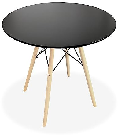 Somnia Descanso - Mesa Redonda de Comedor o Cocina Acabada en Negro Modelo Sofie, Práctica y Funcional. Medidas: 80 cm (Largo) x 80 cm (Ancho) x 75 cm (Alto)