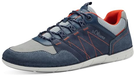 s.Oliver Herren Sneaker flach mit Gummizug Vegan, Blau (Navy Comb.), 41 EU