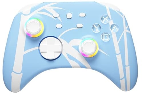Mytrix Wireless Pro Controllers with Hall Effect Joysticks/Hall Trigger (No Drift),Bluetooth Controller for Nintendo Switch, Windows PC iOS Android Steam with RGB Light/Programmable/Turbo-Blue