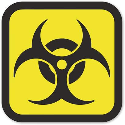 1 Aufkleber Biohazard I 10 x 10 cm I Warnung vor Biogefährdung I Warnungs-Sticker Gefahren-Symbol I kfz213