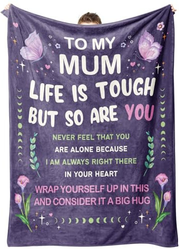 Craftique Mum Birthday Gifts, Mum Christmas Blanket Gifts from Daughter Son, Present for Mummy Mom Mam, to My Mother Blanket Printed with Flower, 60x50