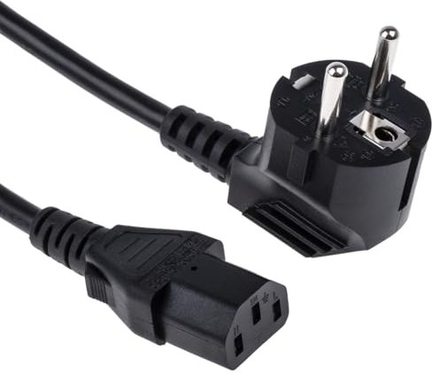 SHAFI® Kaltgerätekabel 3M - Gewinkelt Typ F CEE 7/4 Schuko an C13 Kaltgerätebuchse Gerade - Euro Stecker Winkel Netzkabel Computer Monitor Power Cable Beamer PSU Reines Kupfer PC Stromkabel - 3 Meter