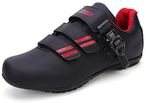 SDEQA Unisex Cycling Shoes Indoor Lock-Free Road Bike Shoes Breathable Non-Slip Mountain and Bicycle Sneakers,Black A,9.5 UK