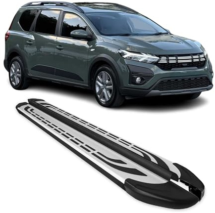 OMAC Trittbretter für Dacia Jogger 2022-26 Aluminium Schwarz-Silber | Seitenschweller, Seitenbretter, fahrzeugspezifische Passform