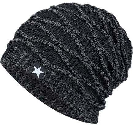 Herren Beanie Winter Ripped Strickhut Diamant Wellenflecken Strickhut Windproof Weiche Rodelkappe