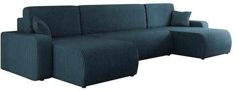 Mirjan24 Ecksofa Pixalo U Cord, Design Eckcouch Couch mit Schlaffunktion und Bettkasten, Wohnlandschaft, Bettfunktion, U-Form Sofa, Seite Universal (Poso 05)