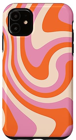 Hülle für iPhone 11 Retro Groovy Liquid Swirl Hippie 70er 80er Jahre Pastell Telefon