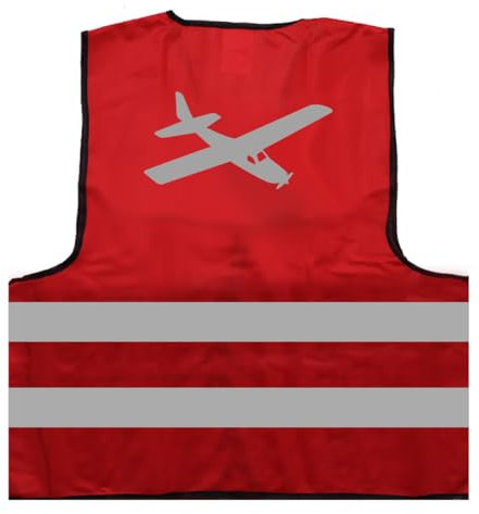 Flugzeug Pilot Warnweste BZW. Signalweste mit reflektierendem Aufdruck - Größe L/XL, Rot