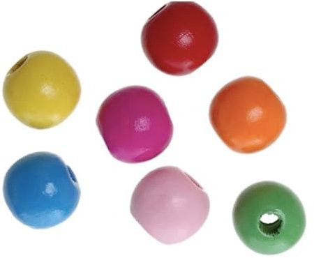 Handarbeit - Lieblingsladen 100 Holzperlen Perlen aus Holz 15 x 16mm bunt rund zum basteln auffädeln fädeln Fädelperlen Bastelperlen im Set