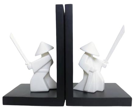 Buchstützen, Ritterliche Samurai-Buchstützen, Buchstopper mit japanischer Kriegerstatue, rutschfeste Kongfu-Buchstützen aus Kunsthandwerk, for die Dekoration im Büro und zu Hause (Farbe: A)(Color:B)