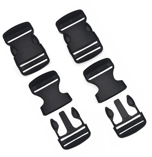 SHENSAIGO 4 Stück 38mm Steckschnalle, Kunststoff Schnellverschluss-Schnallen, Verstellbare Rucksackschnalle, Klickverschluss Schnellverschluss für Rucksack Reparatur Hundehalsband DIY Handwerk