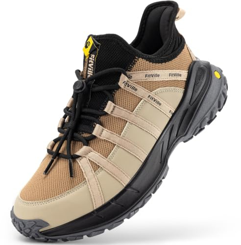 FitVille Mens Walking Hiking Shoes Extra Wide Trainers | Walking,Hiking,Breathable,Comfortable,Arch Support for Swollen Feet,Non Slip Athletic Sneakers,Outdoor,Trekking,Wide toe box