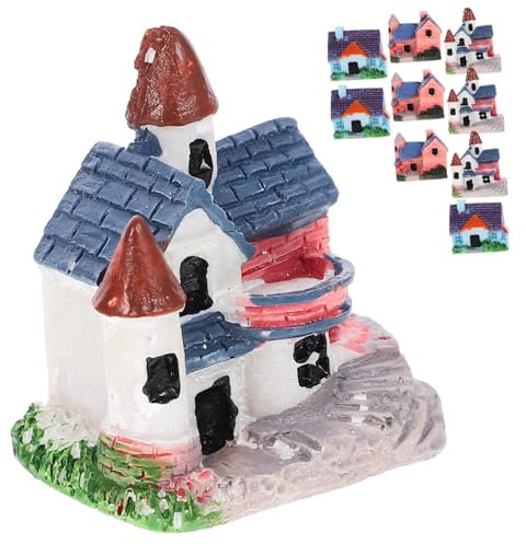 CIYODO 10 Stück Miniaturhaus-Ornamente Kunstharz-Handwerk Farbenfrohe Dekoration Für Villa-Design